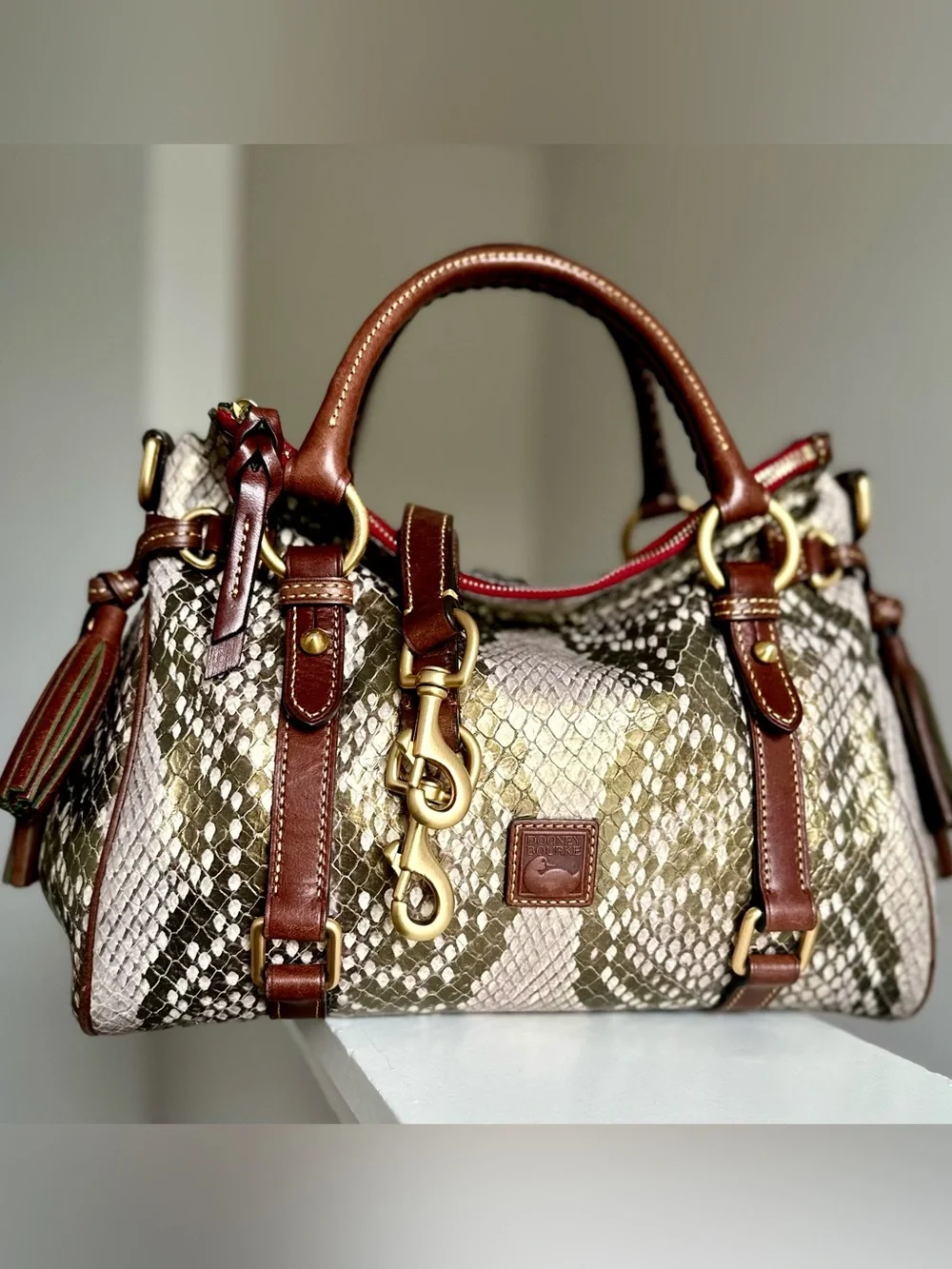 Dooney & Bourke Florentine Satchel Gold Pearl Python LIKE NEW RESERVED for GRACE